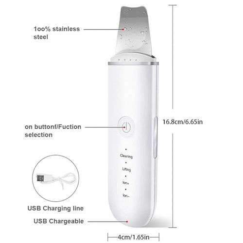 Ultrasonic Skin Scrubber Deep Cleaning Facial Skin Care Face Lifting Machine Ultrasonic Cleaner